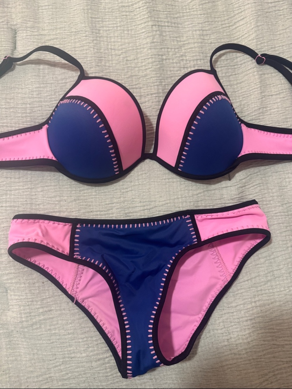 Victoria's Secret Pink and Navy Push-Up Bikini Set